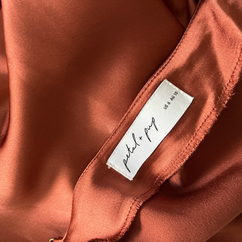 Petal & Pup Cyprus Satin Slip Dress in Rust/Burnt Orange - Picture 4 of 5
